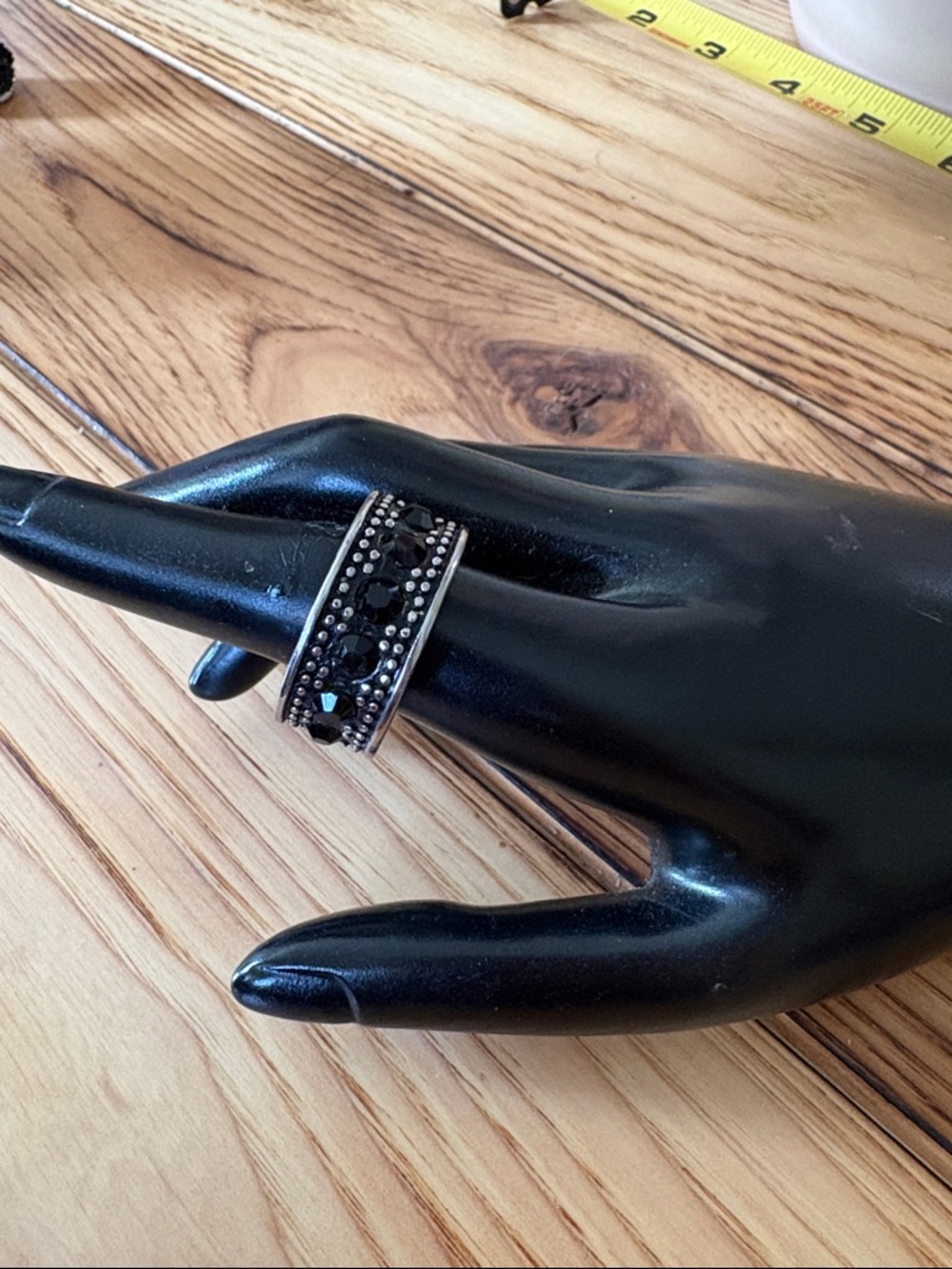 Black Crystal Band Statement Ring